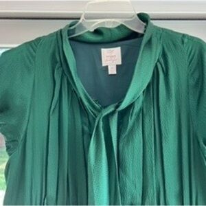 Suzi Chin for Maggy Boutique Green and Black Midi Dress Holiday Christmas Boho